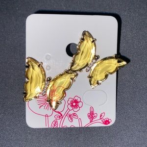 Yellow large butterfly earrings